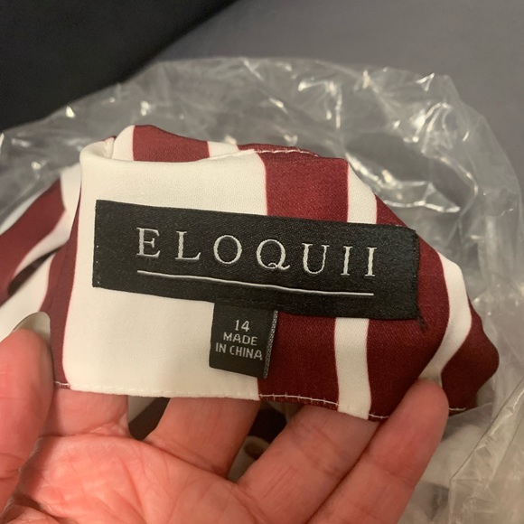 Eloquii - The Wild Stripe Wrap Top - White & Chocolate - Picture 7 of 7